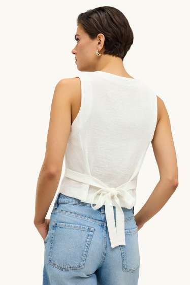 Damen - Crop Blusentop  - weiß