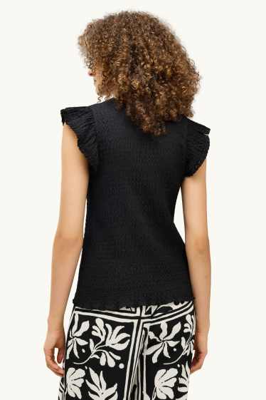 Dámské - Tričko - regular fit - strukturované - černá