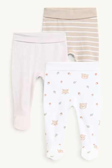 Unisex - Multipack 3er - Fuchs und Bärchen - Baby-Pyjamahose - beige
