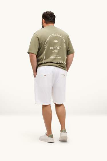 Pánské - Šortky - lněná směs - bílá