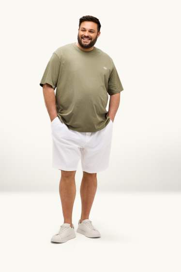 Pánské - Šortky - lněná směs - bílá