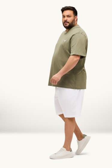 Pánské - Šortky - lněná směs - bílá