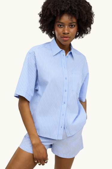 Damen - Hemdbluse - gestreift - blau