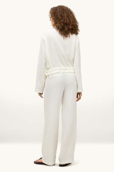 Femmes - Pantalon de bureau - high waist - regular fit - blanc crème