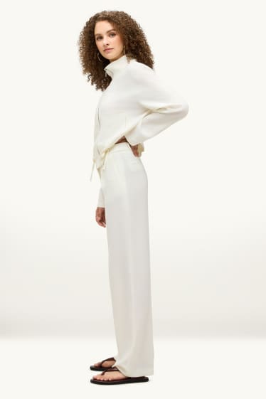 Femmes - Pantalon de bureau - high waist - regular fit - blanc crème
