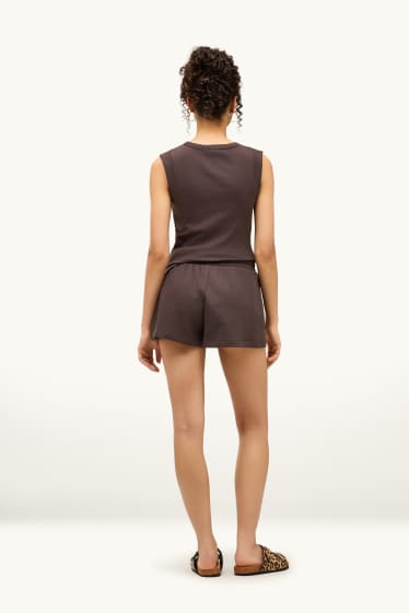 Femmes - Short en molleton - marron foncé