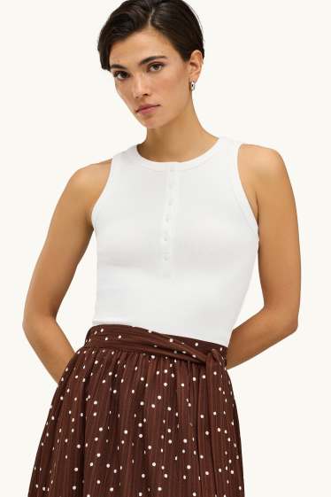 Femmes - Haut - finition côtelée - blanc