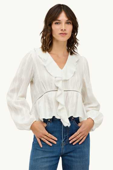 Femmes - Chemisier avec encolure en V - blanc