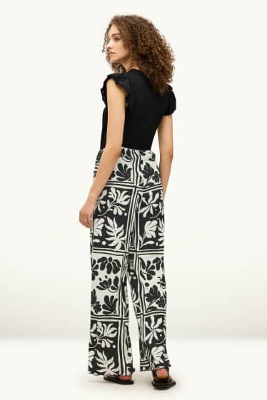 Dames - Joggingbroek - wit / zwart