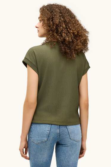 Dámské - Tričko - relaxed fit - strukturované - khaki
