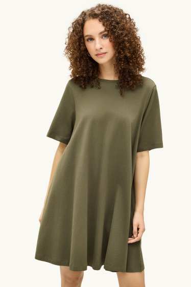 Damen - T-Shirt-Kleid - Straight Fit - khaki