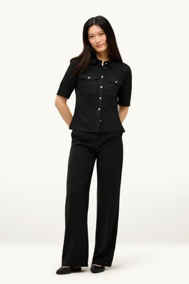 Mujer - Pantalón de tela - high waist - wide leg - negro