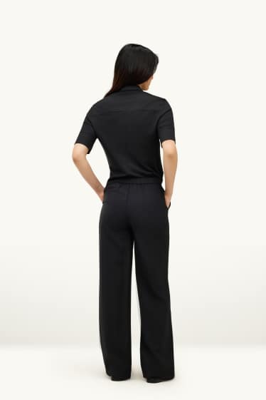 Mujer - Pantalón de tela - high waist - wide leg - negro