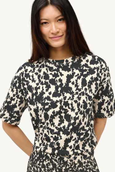 Femmes - T-shirt - relaxed fit - à motif - noir / blanc