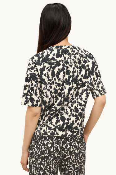 Femmes - T-shirt - relaxed fit - à motif - noir / blanc