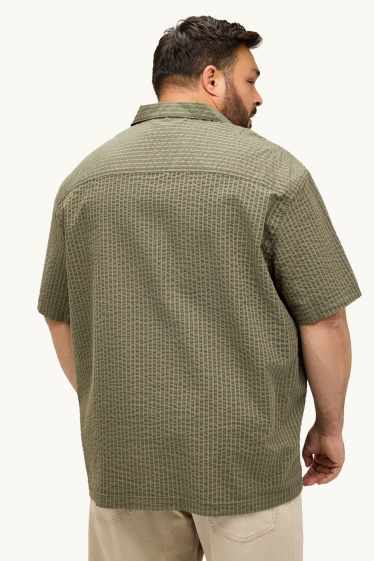 Hommes - Chemise - relaxed fit - col à revers - vert