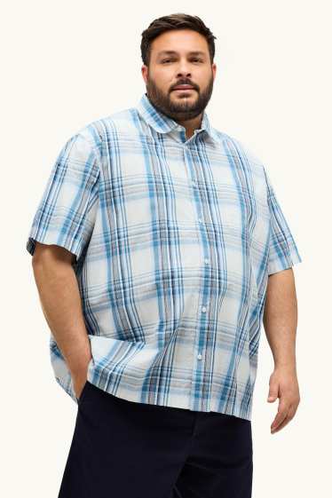 Men - Shirt - regular fit - kent collar - check - blue