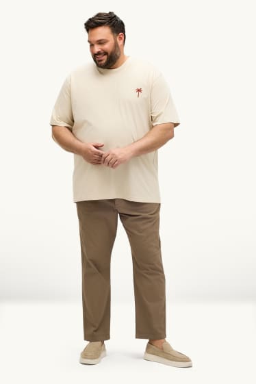 Hommes - Chino - tapered fit - finition texturée - marron