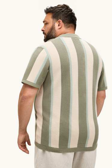 Hommes - Polo en maille - regular fit - à rayures - finition texturée - vert