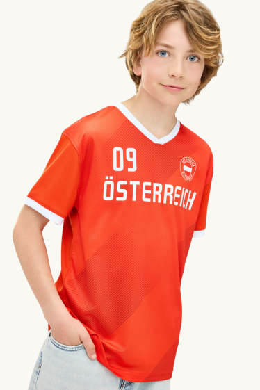 Kinder Jungen - Österreich - Kurzarmshirt - rot