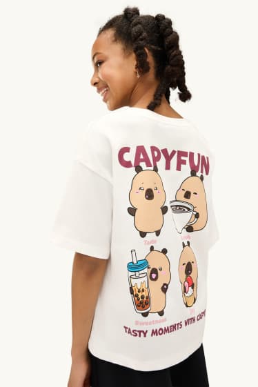 Dzieci dziewczynki - CapyFun - koszulka z krótkim rękawem - biały