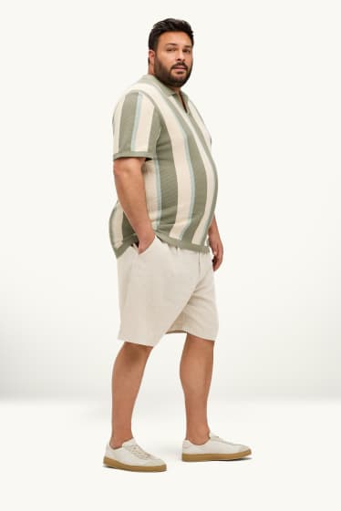 Home - Pantalons curts - mescla de lli - crema