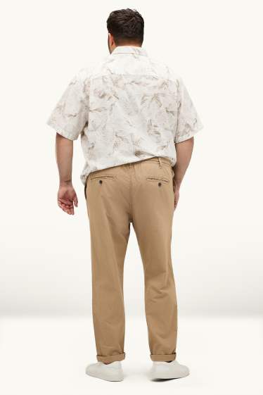 Hommes - Chino - tapered fit - lin mélangé - marron clair