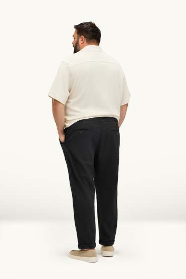 Hommes - Chino - tapered fit - lin mélangé - noir