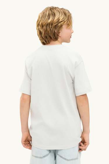 Kinderen: jongens - Set van 2 - hond en tijger - T-shirt - wit / zwart