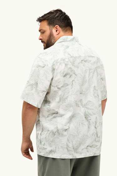 Pánské - Košile - regular fit - strukturovaná - se vzorem - zelená / krémově bílá