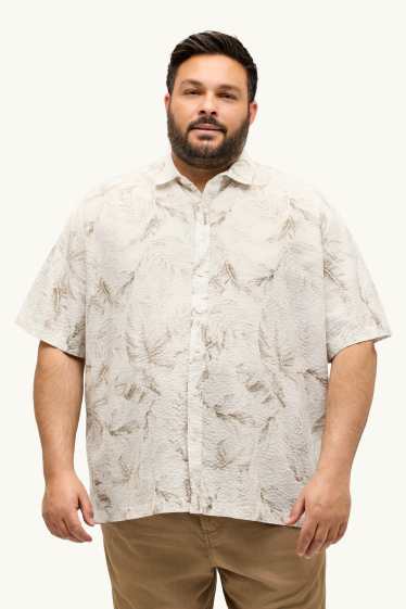 Pánské - Košile - regular fit - strukturovaná - se vzorem - béžová
