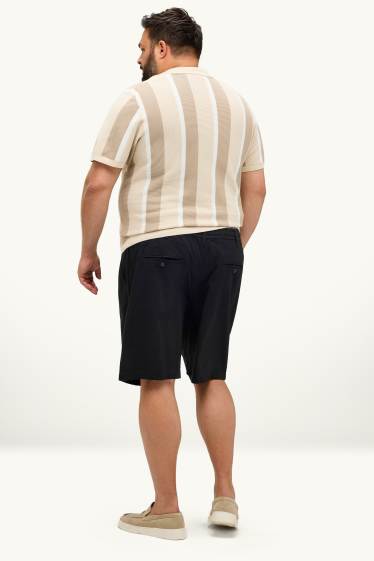 Pánské - Šortky - lněná směs - černá