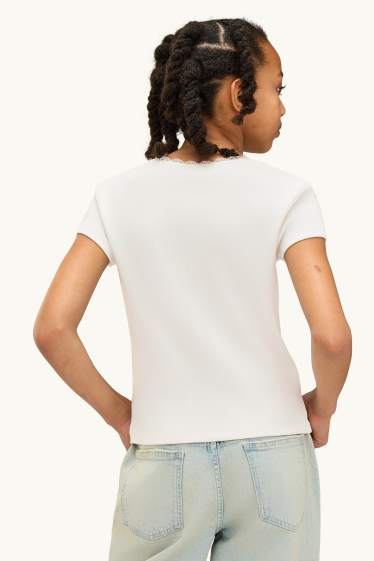 Kinder Mädchen - Multipack 2er - Kurzarmshirt - gerippt - weiss