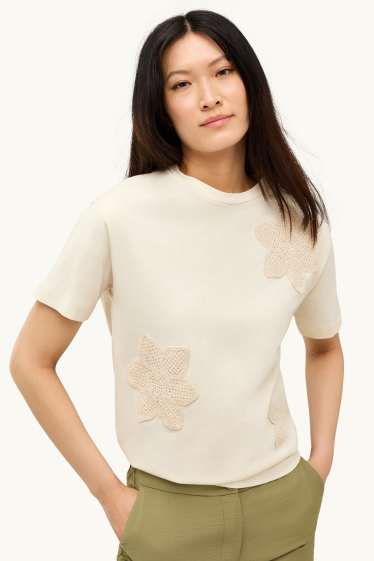 Kobiety - T-shirt - kremowobiały