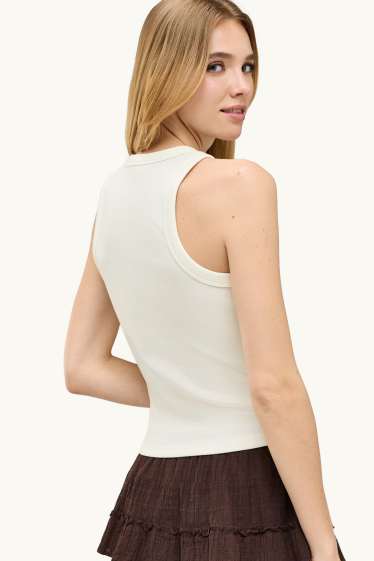 Dámské - Top - žebrovaný - bílá