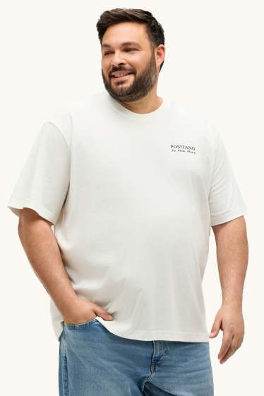 Pánské - Tričko - oversized - bílá