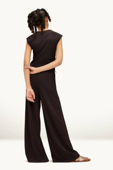 Kinder Mädchen - Set - Top und Jersey-Hose - 2 teilig - strukturiert - dunkelbraun