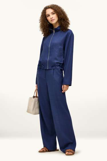 Femmes - Pantalon de bureau - high waist - regular fit - bleu foncé