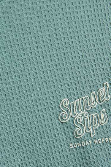 Hommes - T-shirt - relaxed fit - finition texturée - vert