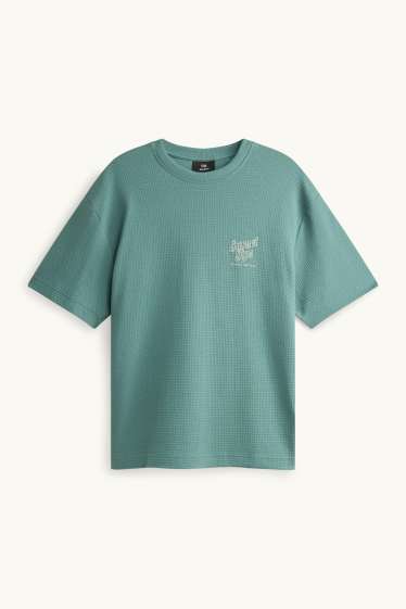 Hommes - T-shirt - relaxed fit - finition texturée - vert