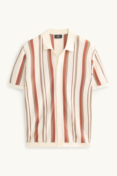 Pánské - Mikina - hnědá / krémově bílá