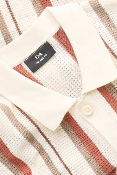 Pánské - Mikina - hnědá / krémově bílá