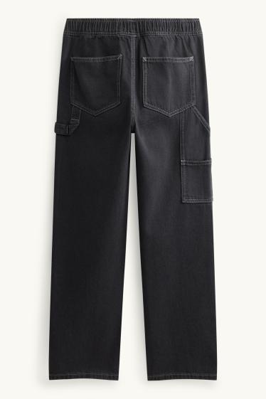 Children Boys - Loose fit jeans - black