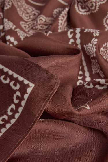 Femmes - Foulard en satin - à motif - marron