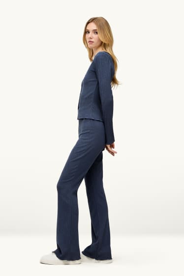 Dames - Flared legging - met structuur - blauw