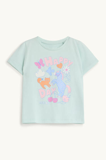 Kinderen: meisjes - Eenhoorn - shortama - 2-delig - mintgroen