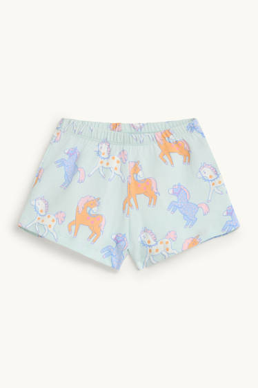 Kinderen: meisjes - Eenhoorn - shortama - 2-delig - mintgroen