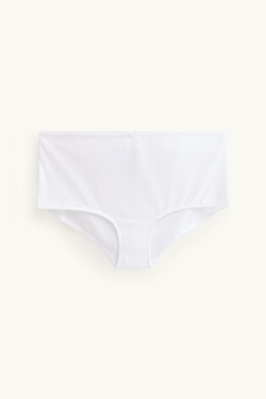 Femei - Chiloți model pointelle - alb