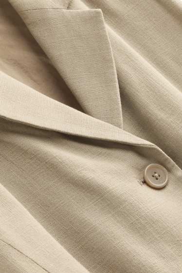 Dames - Gilet, deels van linnen - getailleerd - beige