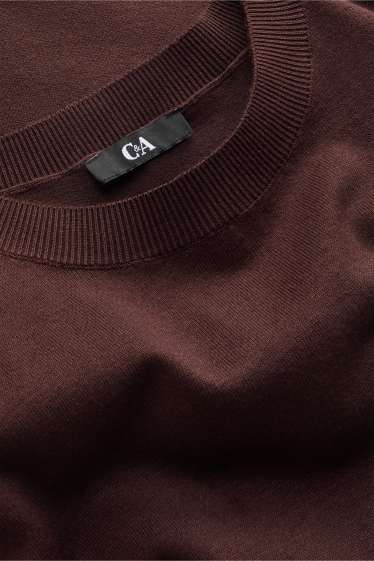 Damen - Strickpullover - kurzarm - dunkelbraun